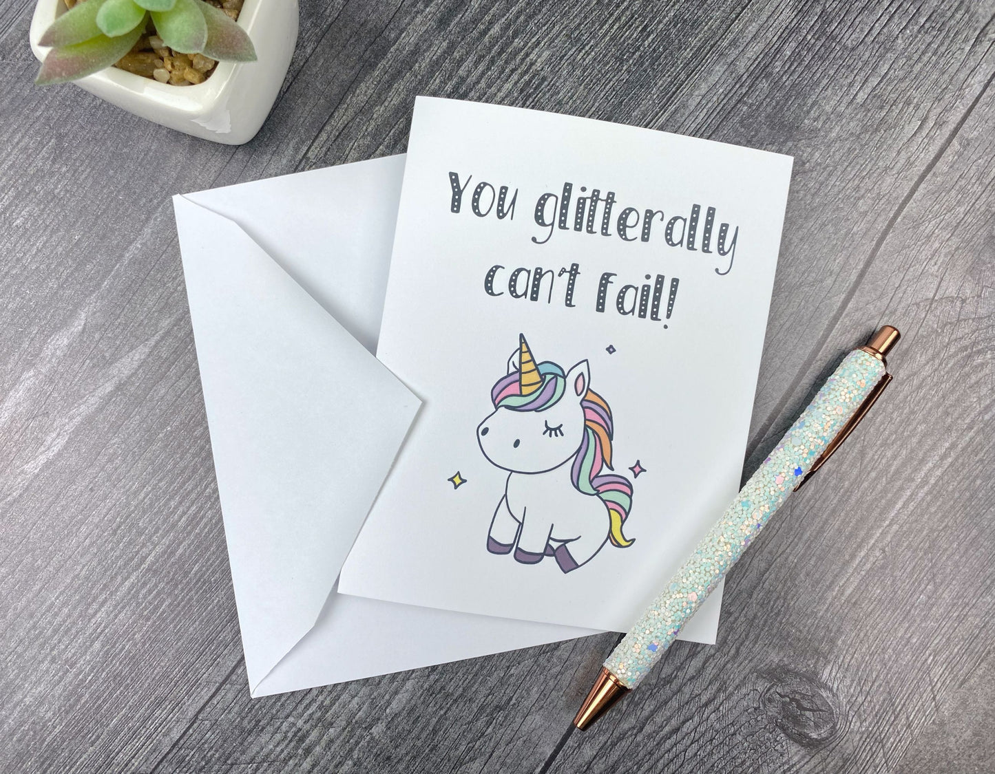 You Glitterally Can't Fail – Magical Unicorn Greeting Card