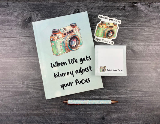 Adjust Your Focus: Positive Vibes Journal & Sticky Notes