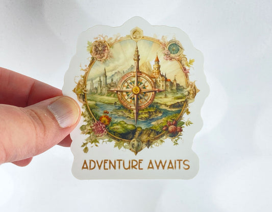 Adventure Awaits Sticker - Wanderlust Decal for Travel Lovers