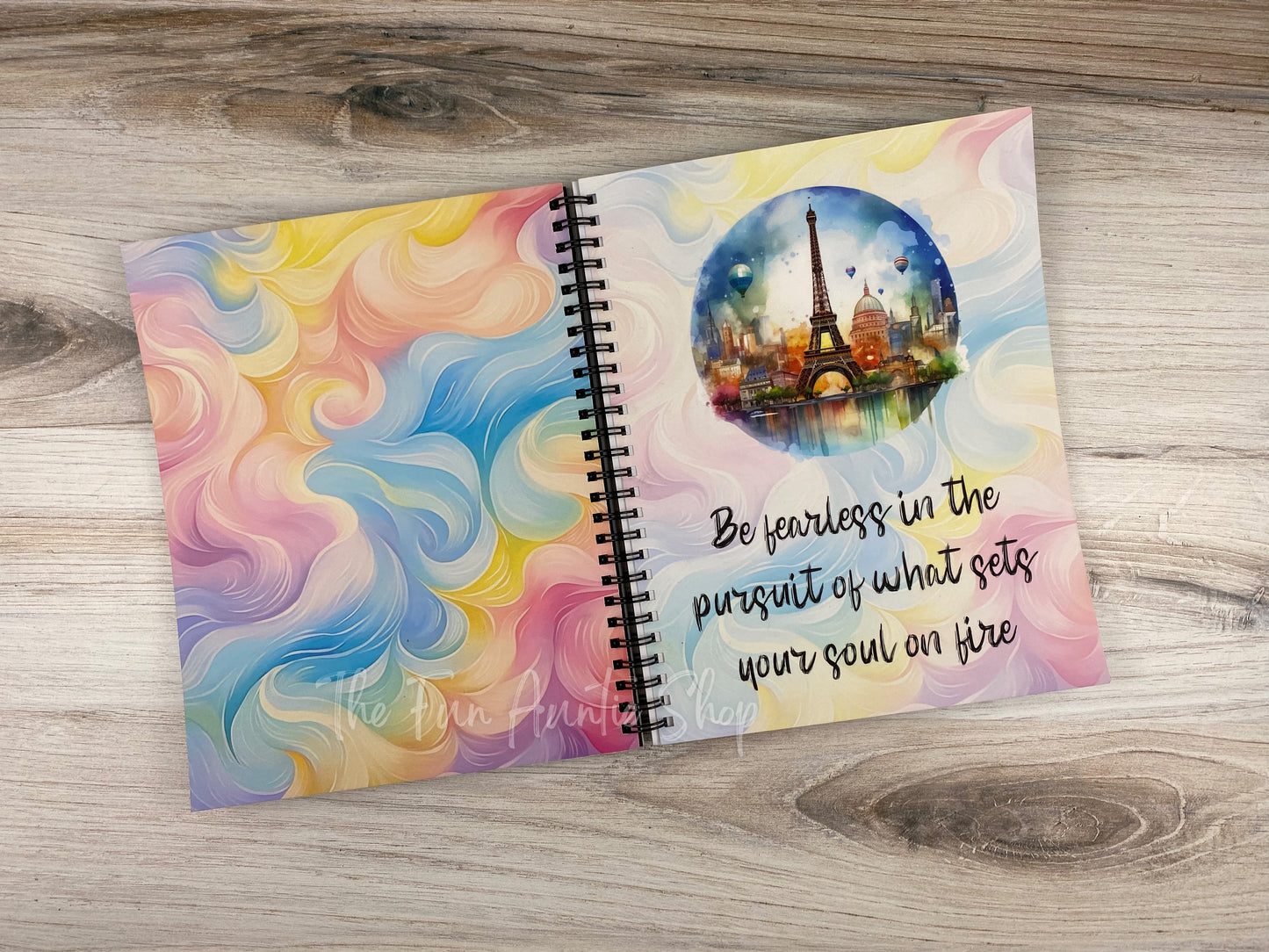 Positive Vibes Eiffel Tower Spiral Notebook: Be Fearless