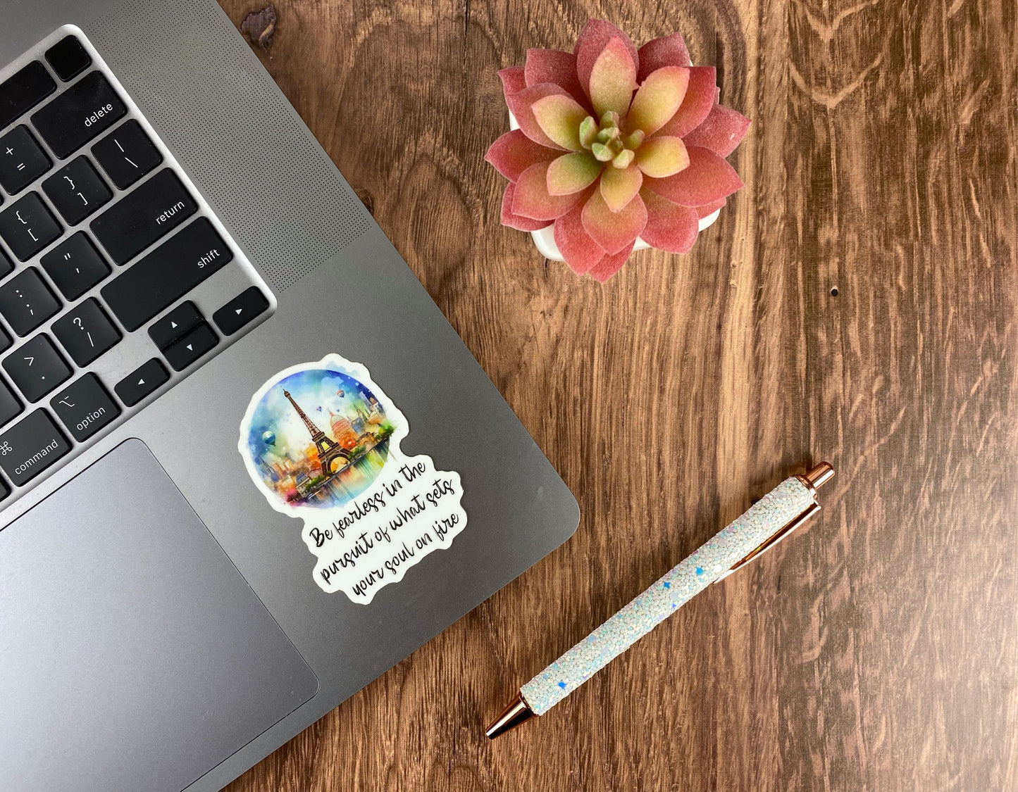 Watercolor Parisian Affirmation Sticker - Be Fearless