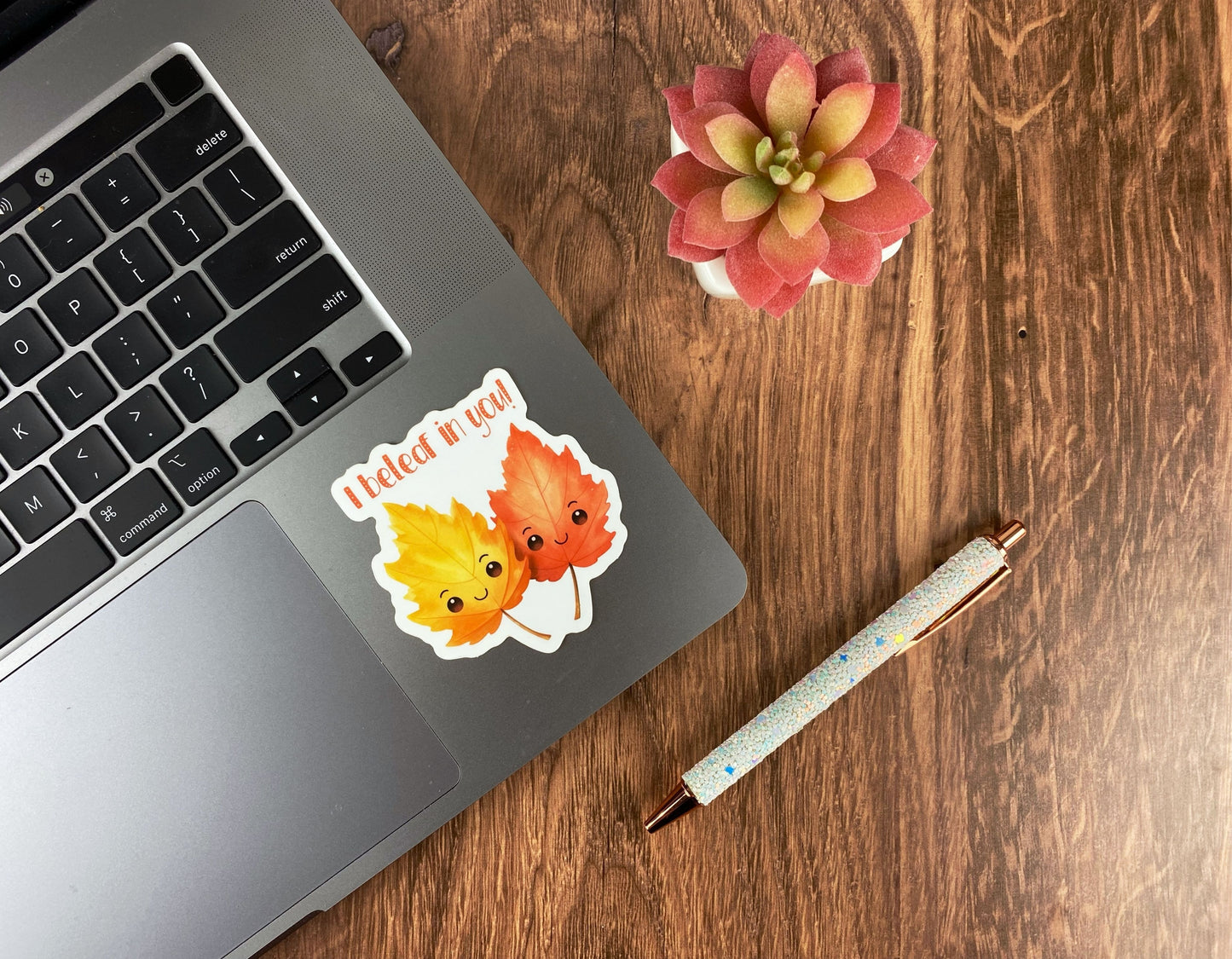 I Beleaf in You Kawaii Autumn Leaf Sticker