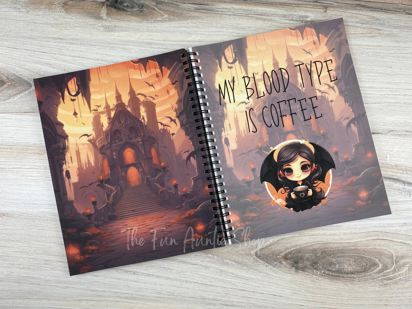 Funny Coffee Lover Notebook: Kawaii Vampire Design