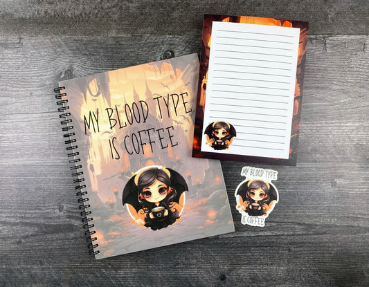 Coffee Lover's Stationery Set - My Blood Type Is Coffee