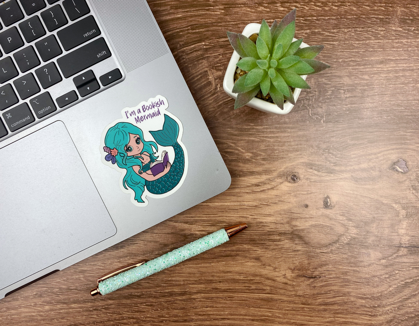 Adorable Bookish Mermaid Sticker for Book Lovers