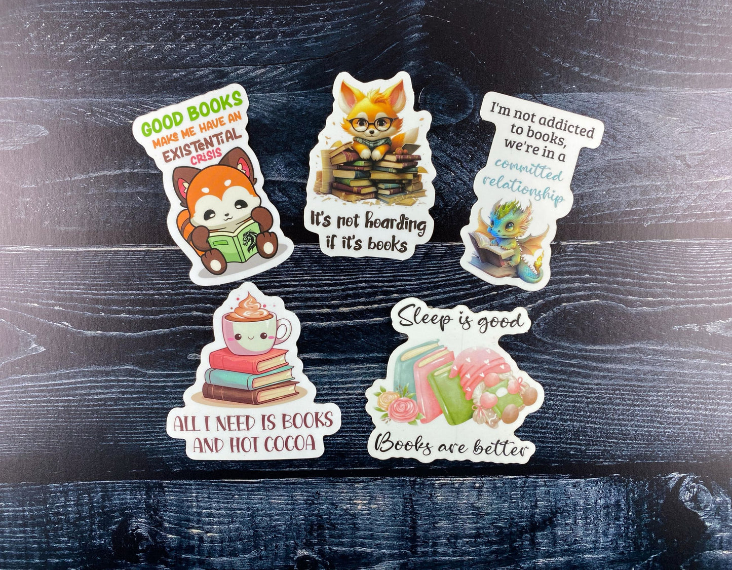 Bookish Vibes Sticker Set: 15 Whimsical Designs