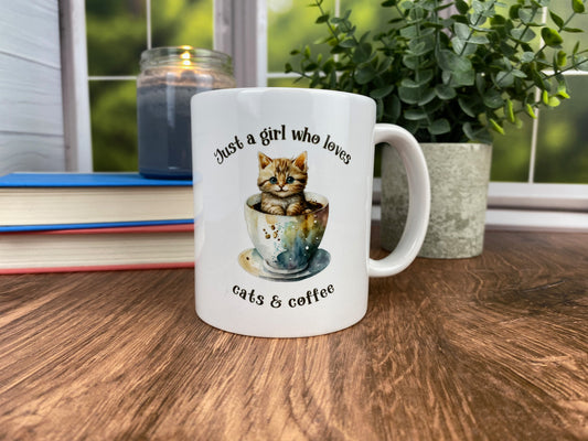 Cat Lover Mug: Just a Girl Who Loves Cats & Coffee