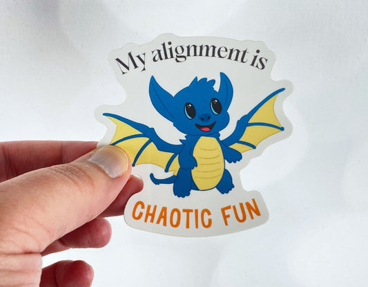 TTRPG Humor Sticker: Chaotic Fun Dragon Quote