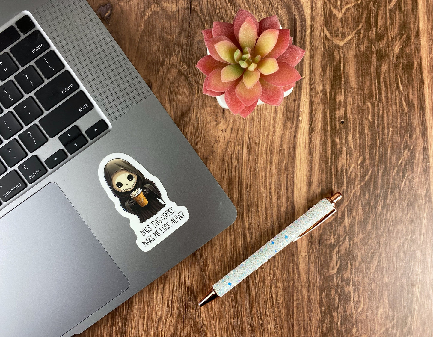 Coffee Lover's Grim Reaper Funny Gothic Sticker