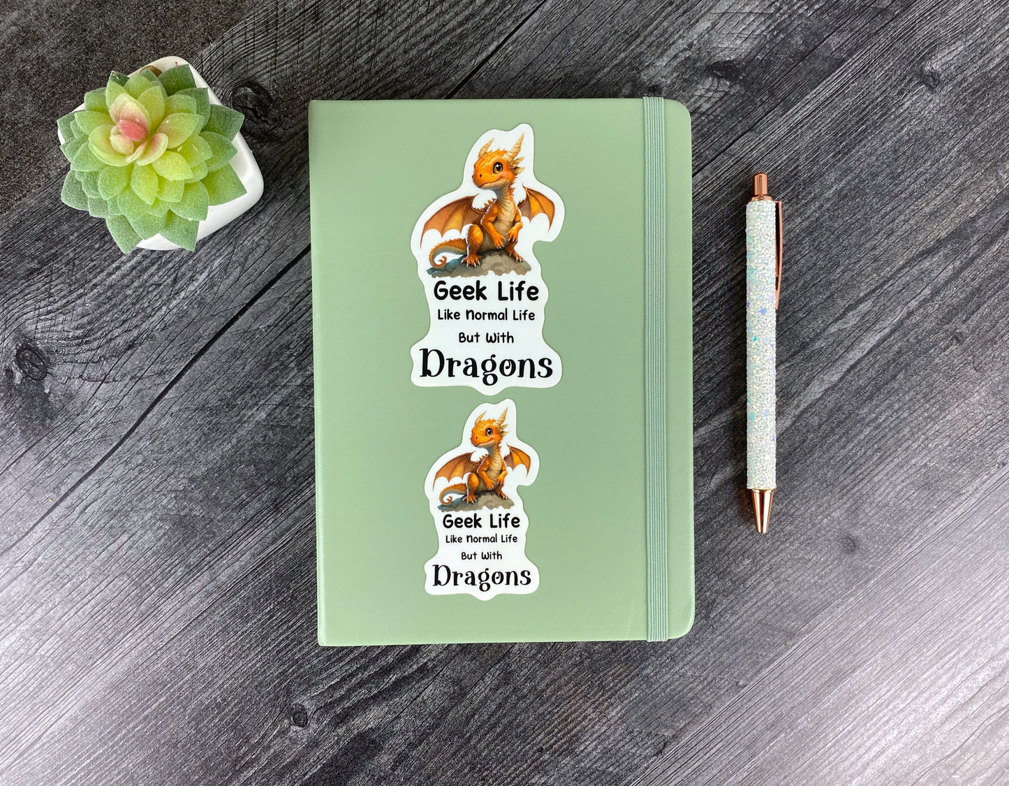 Cute Dragon Sticker - "Geek Life with Dragons"