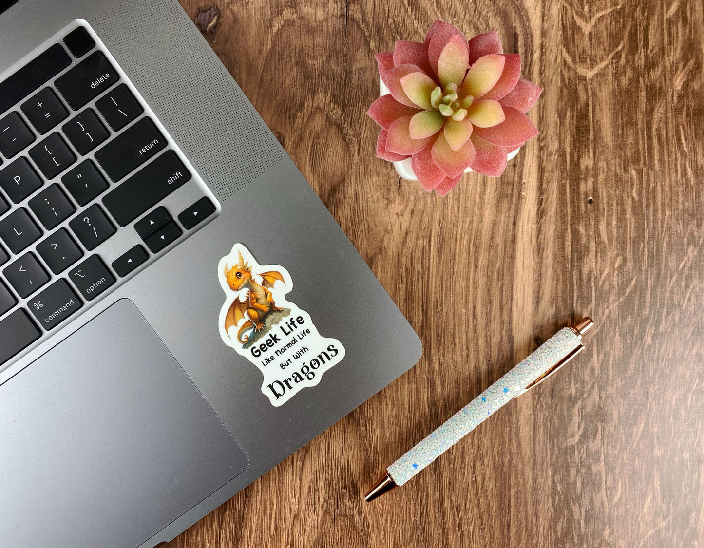 Cute Dragon Sticker - "Geek Life with Dragons"