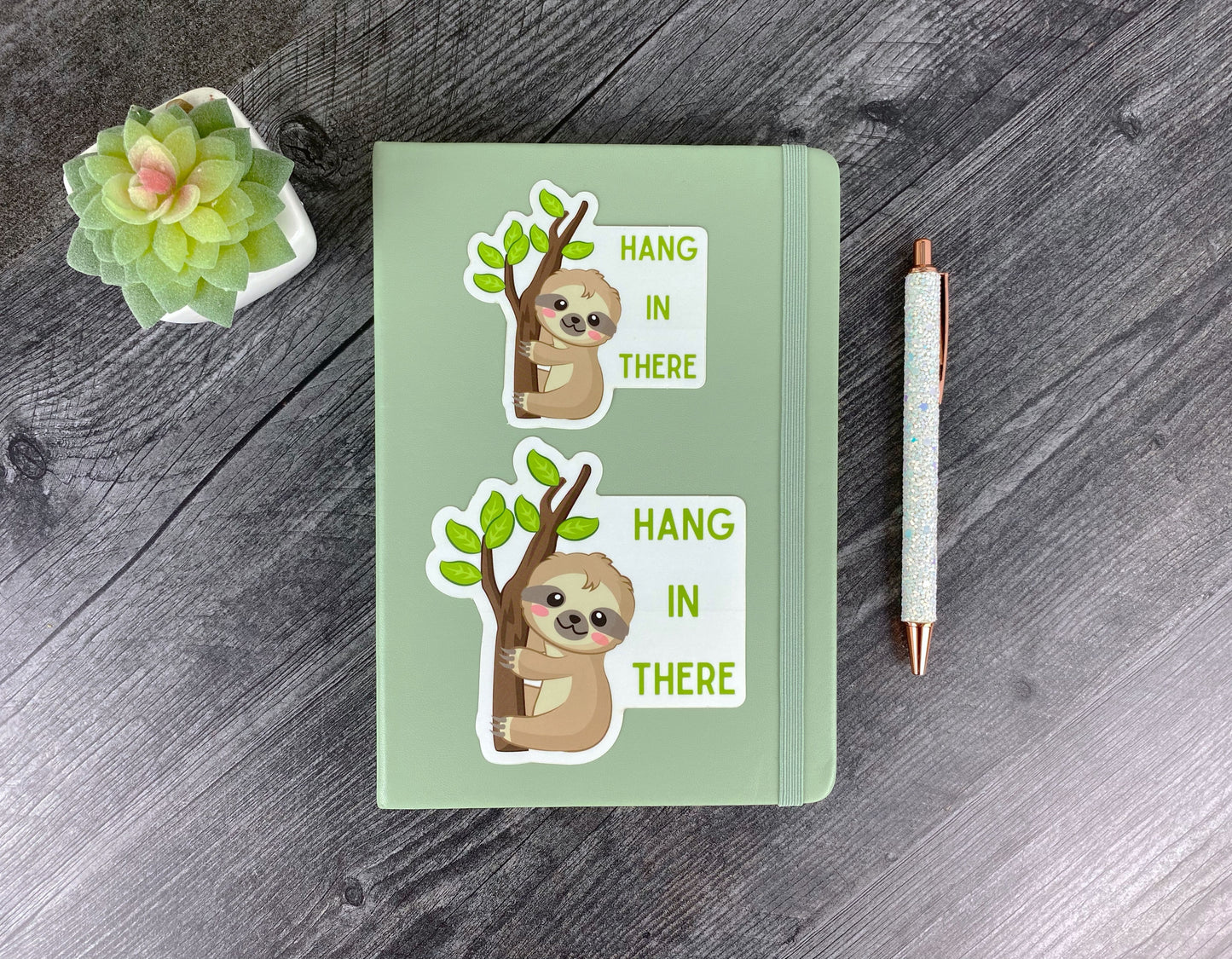 Hang in There Kawaii Motivational Sloth Sticker