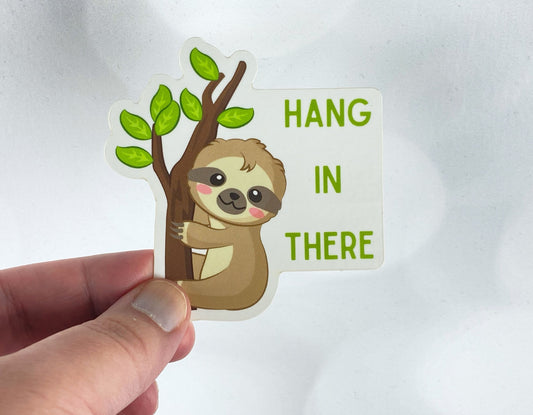 Hang in There Kawaii Motivational Sloth Sticker