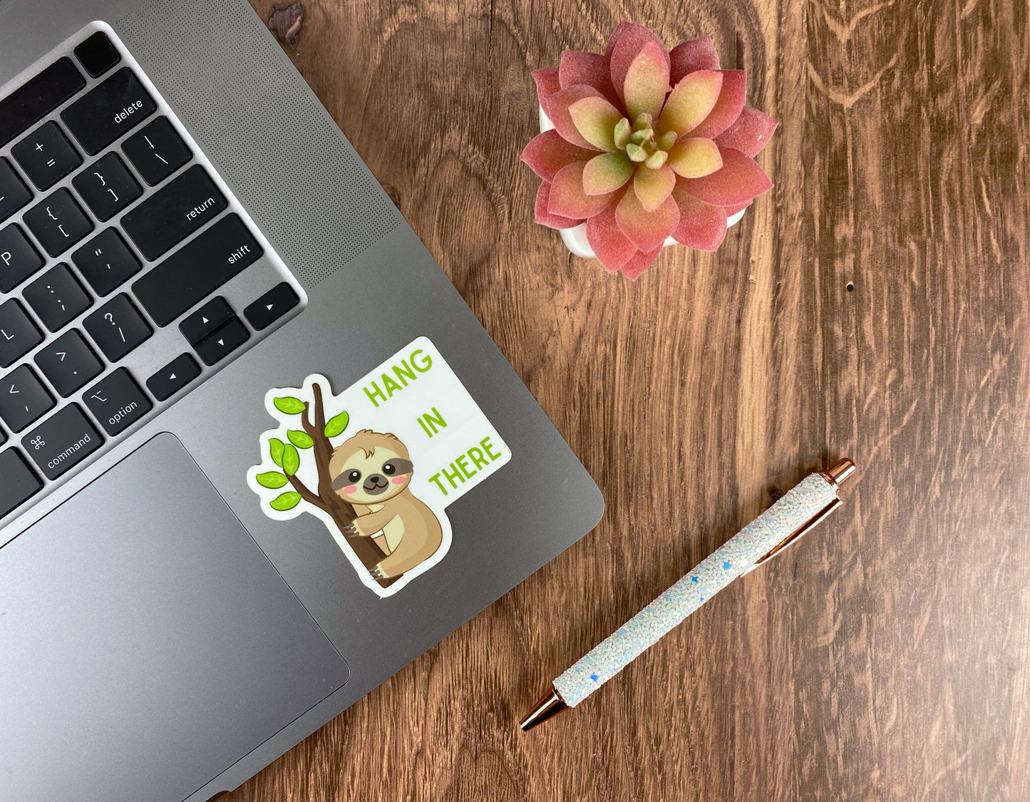 Hang in There Kawaii Motivational Sloth Sticker