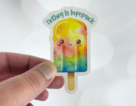 Kawaii Rainbow Sticker - Nothing Is Impopsicle