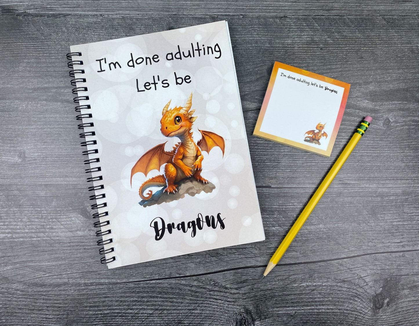 Cute Dragon Stationery Set - Notebook and Sticky Notes