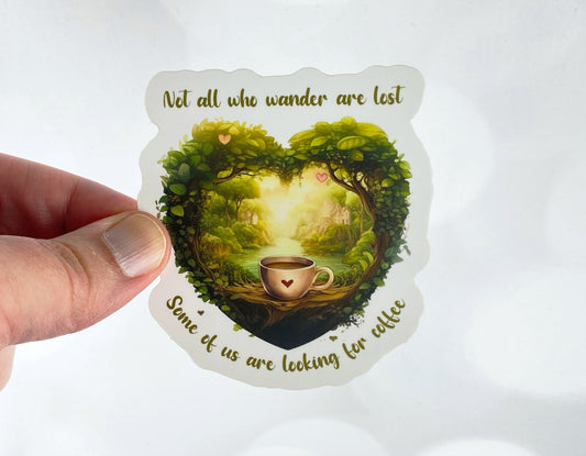 Wanderlust Coffee Lover Sticker - Not All Who Wander