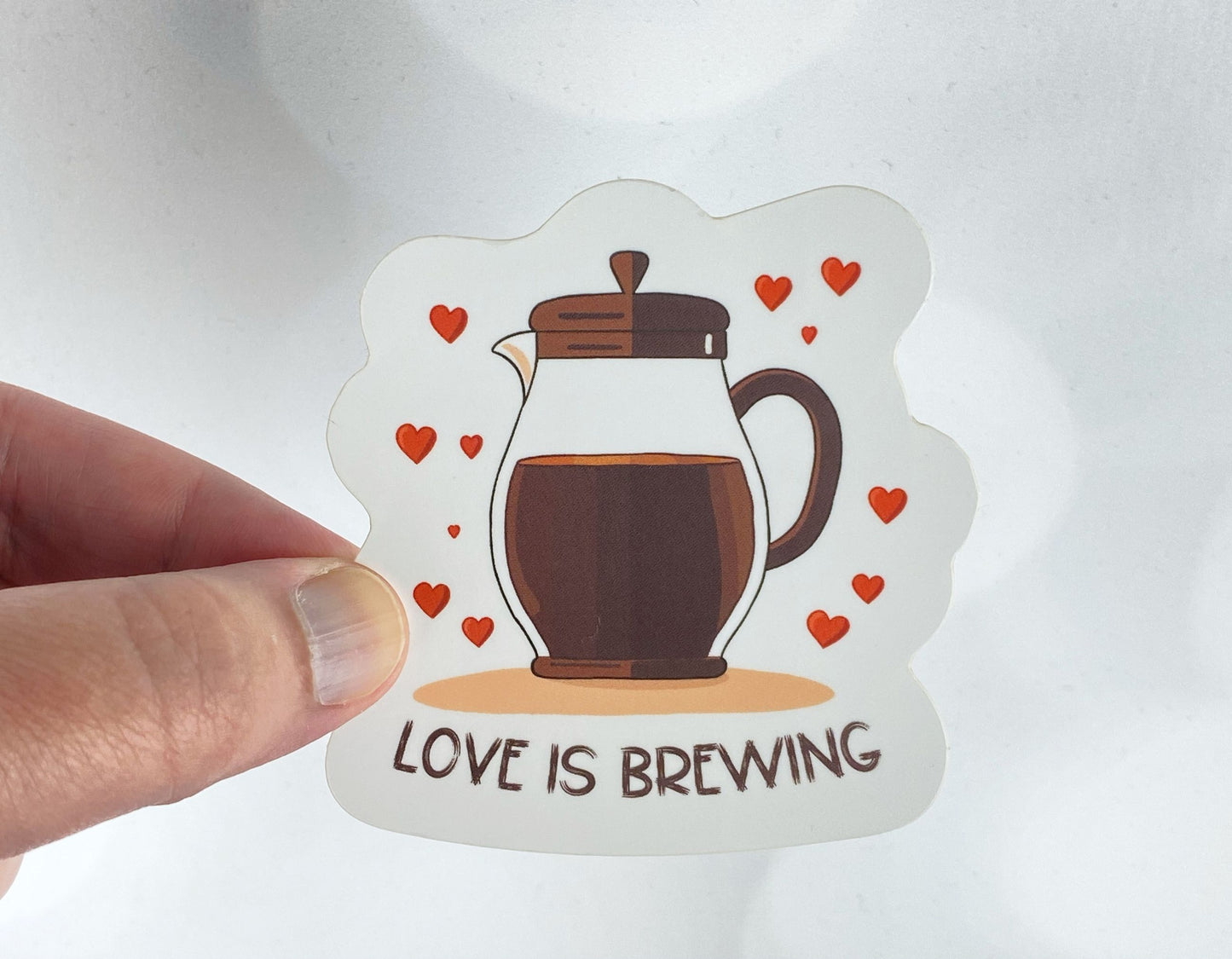 Love is Brewing Sticker – Perfect for Coffee Lovers