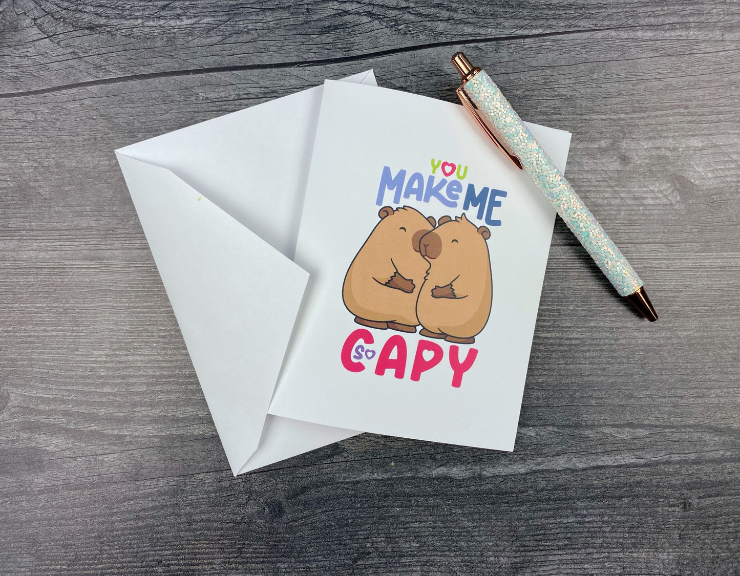 Adorable Capybara Greeting Card - Kawaii Animal Design