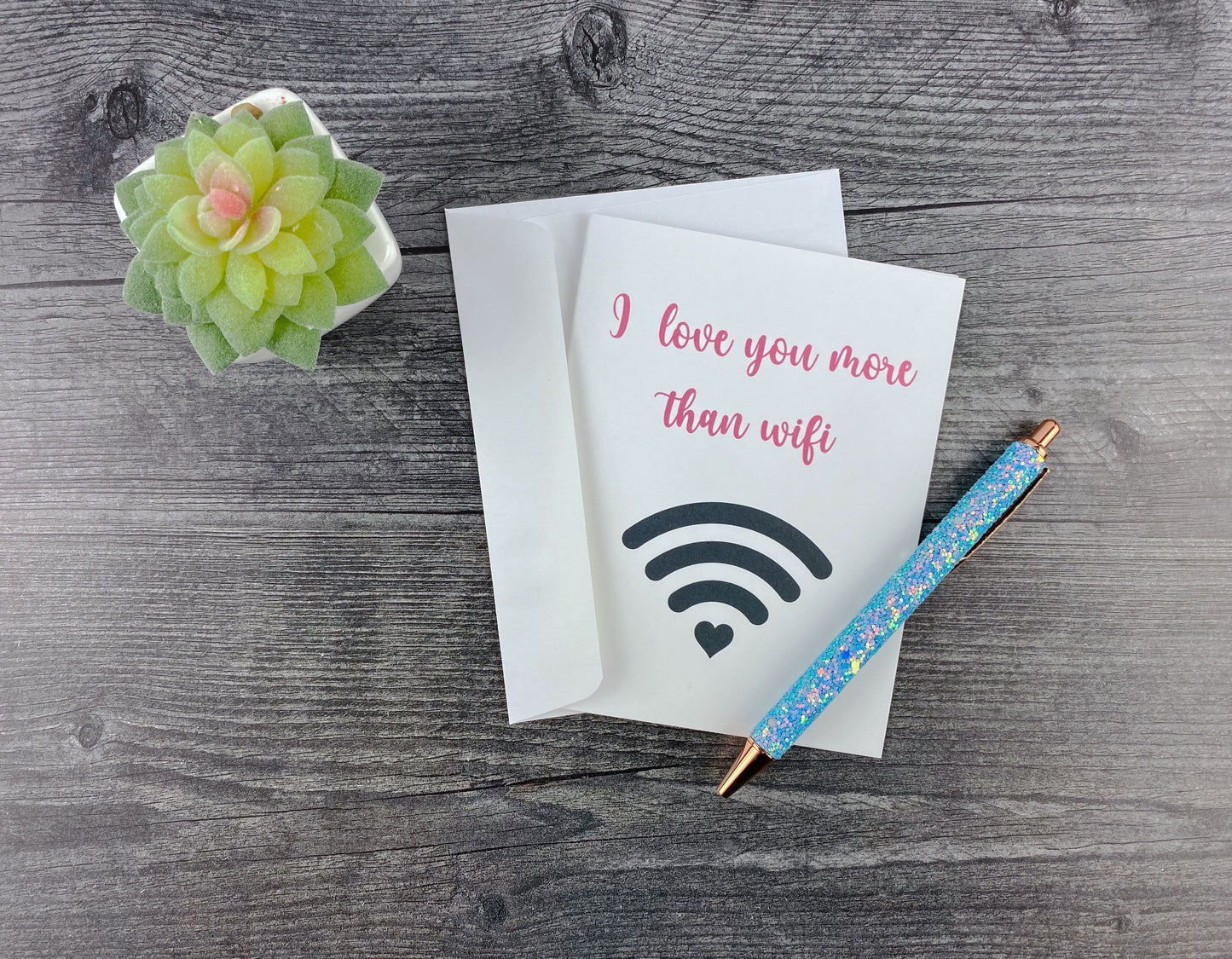 Funny Anniversary Card: Love You More Than WiFi