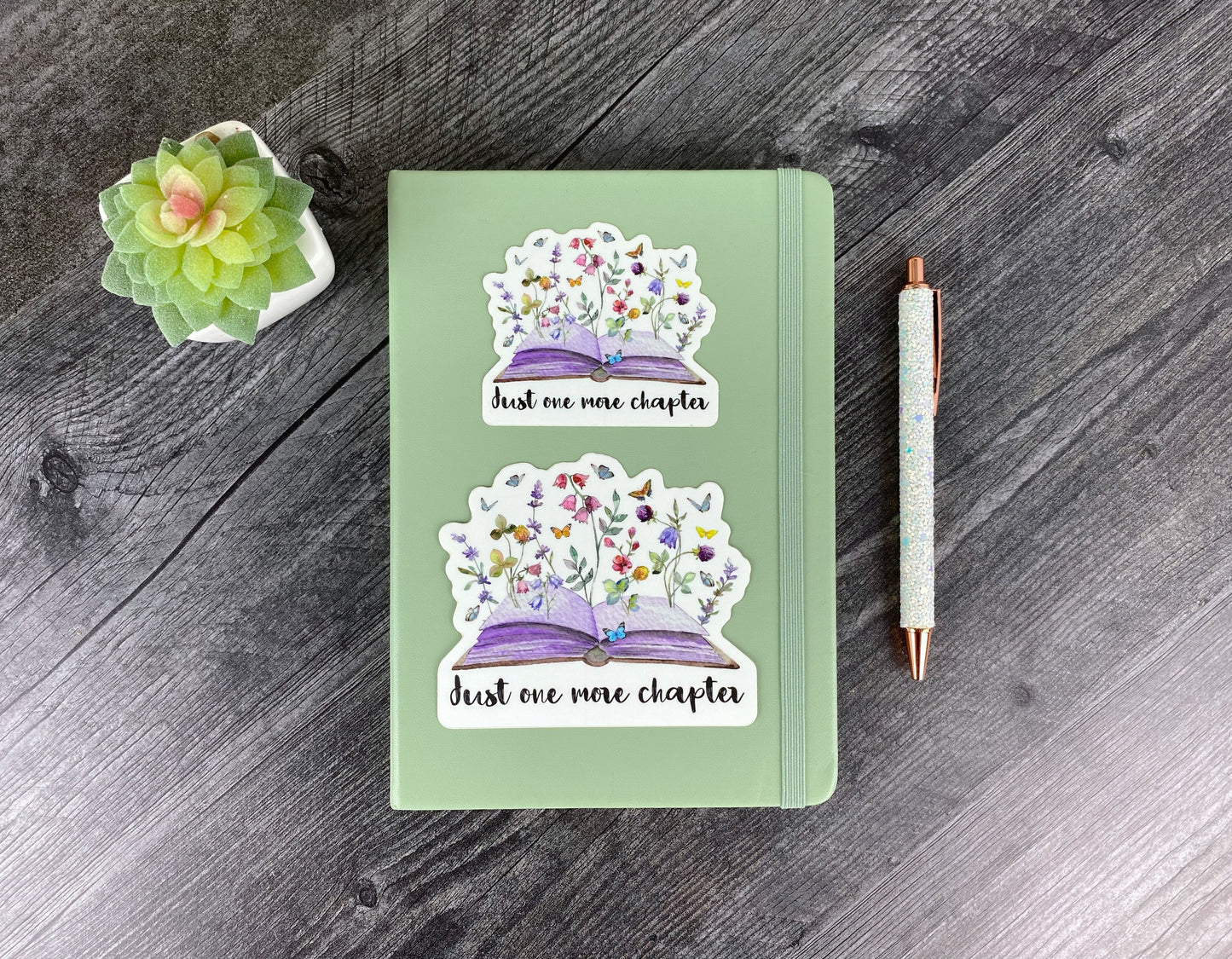 Just One More Chapter Watercolor Book Sticker