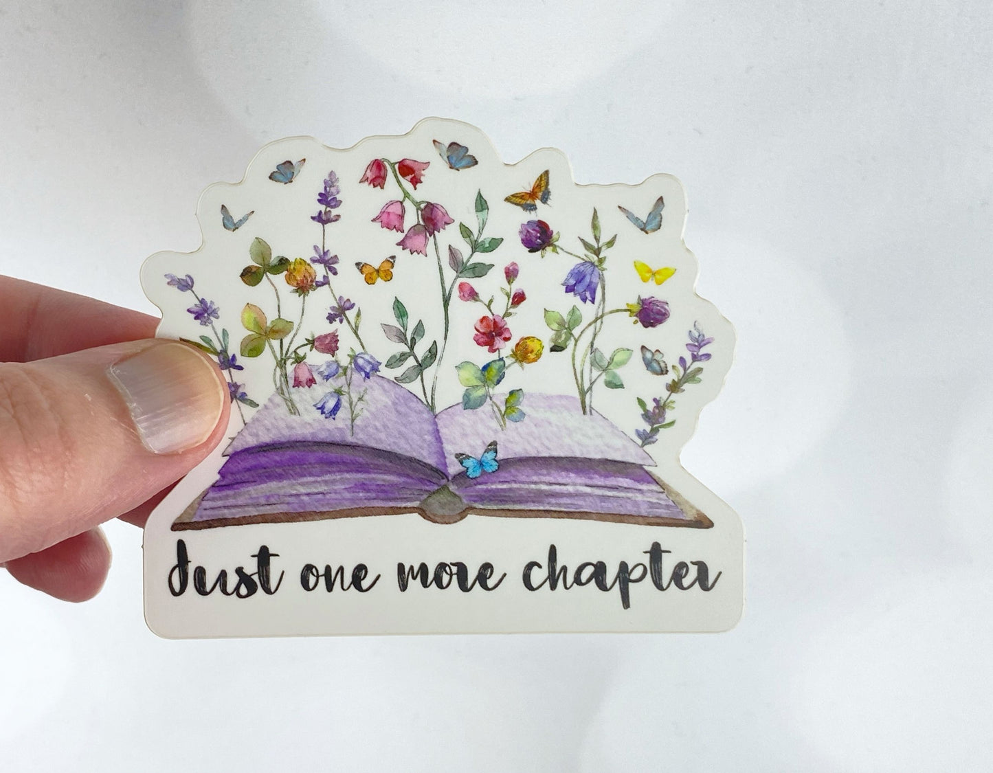 Just One More Chapter Watercolor Book Sticker