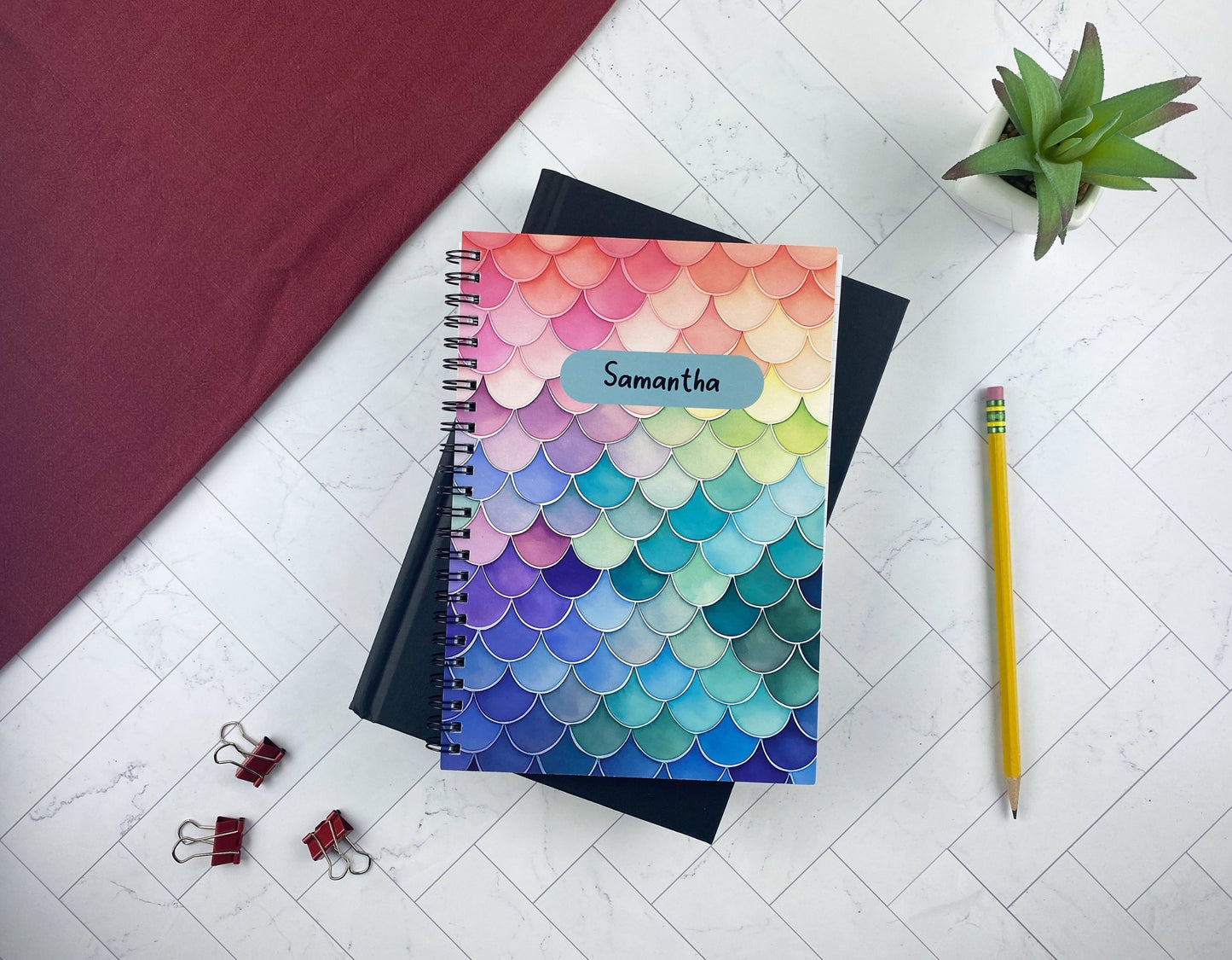 Personalized Rainbow Mermaid Notebook