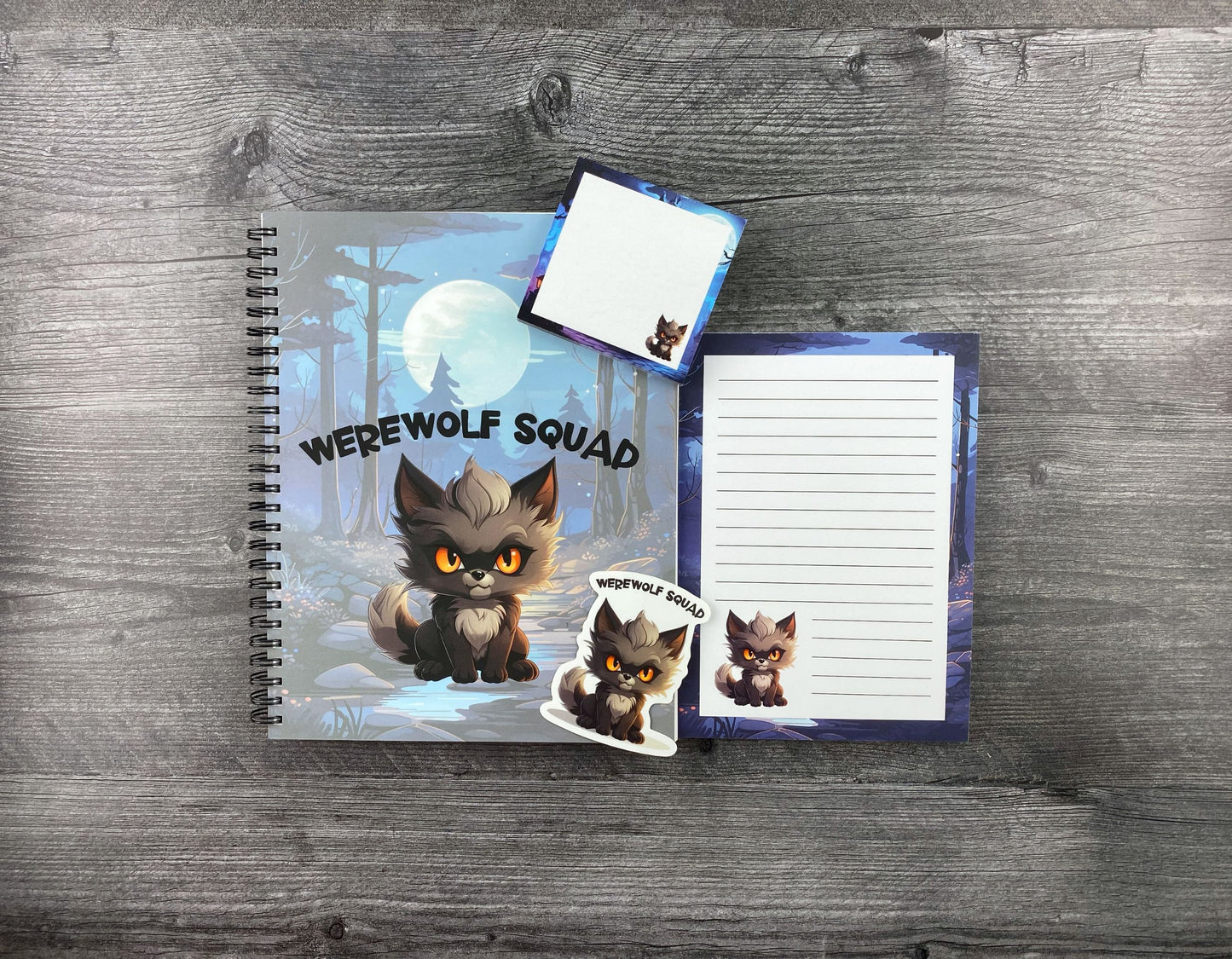 Spooky Season Kawaii Werewolf 5x7 Lined Notepad