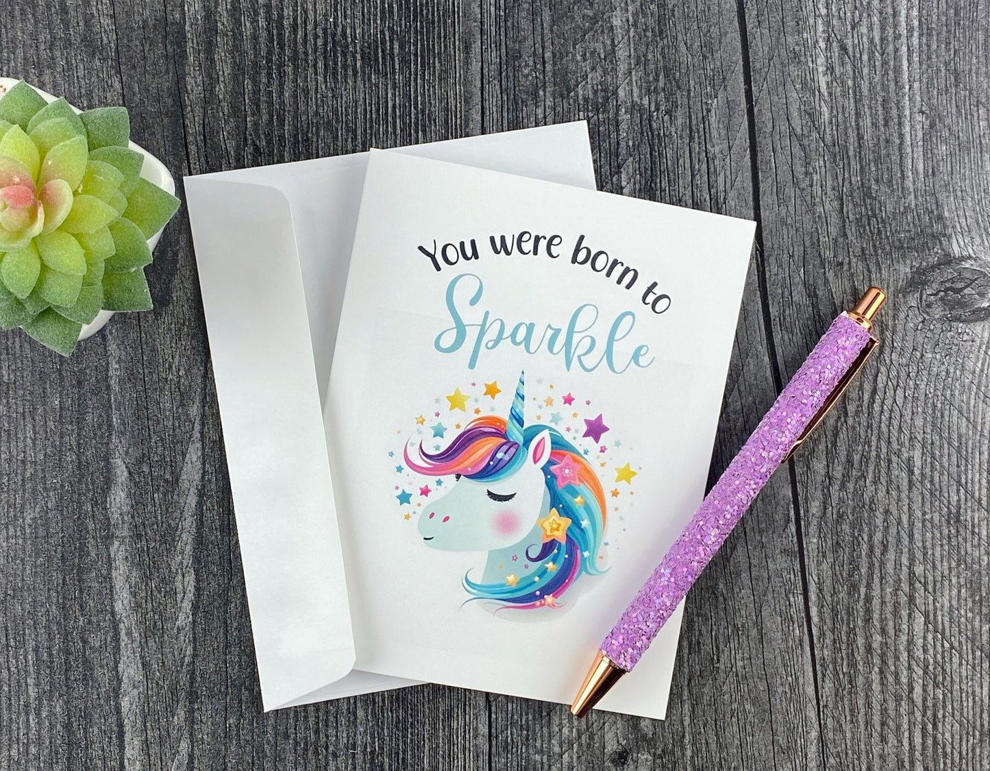 Believe in Yourself Unicorn Card: 'Born to Sparkle'