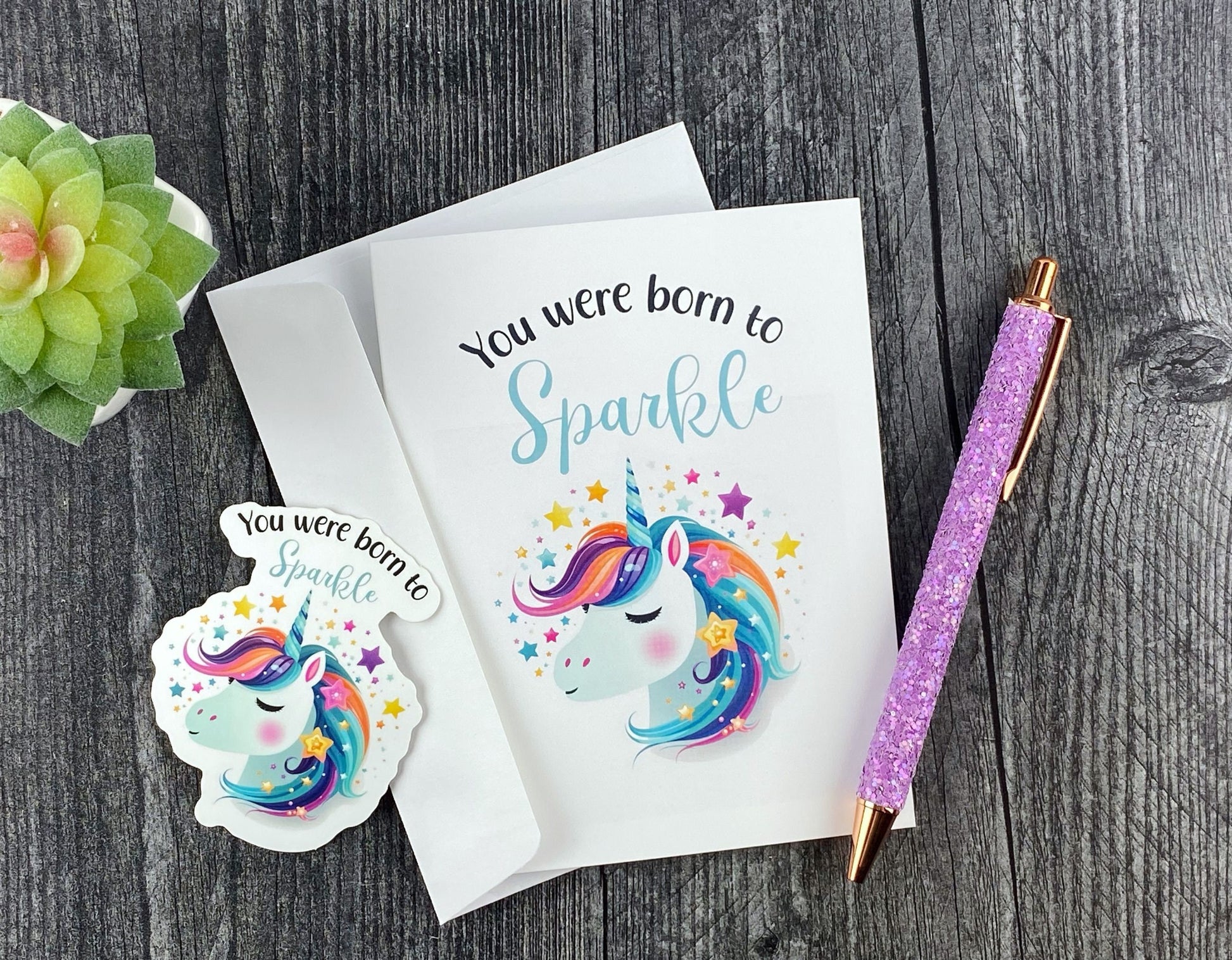 Believe in Yourself Unicorn Card: 'Born to Sparkle'