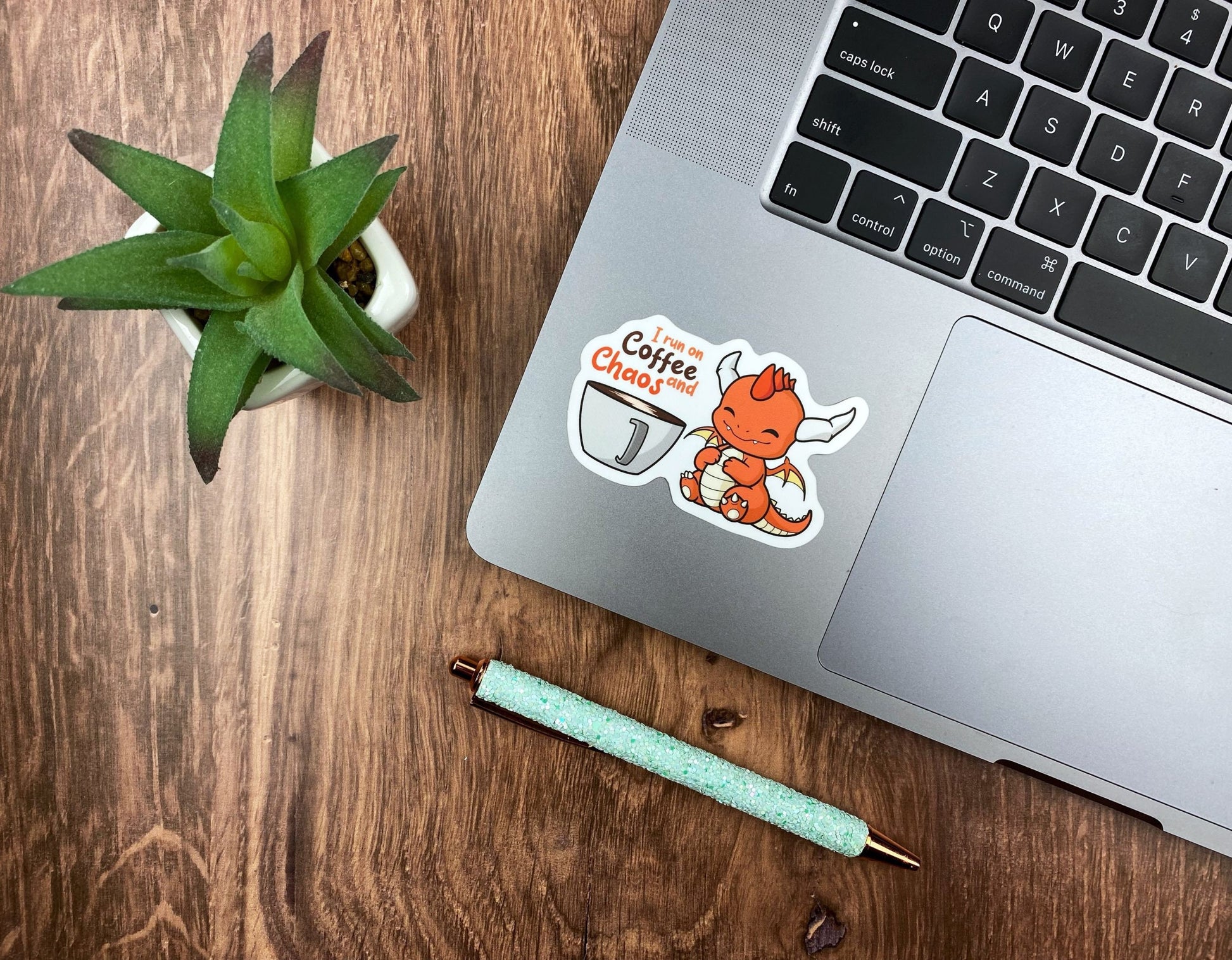 Fun Dragon Sticker: Fuelled by Coffee and Chaos